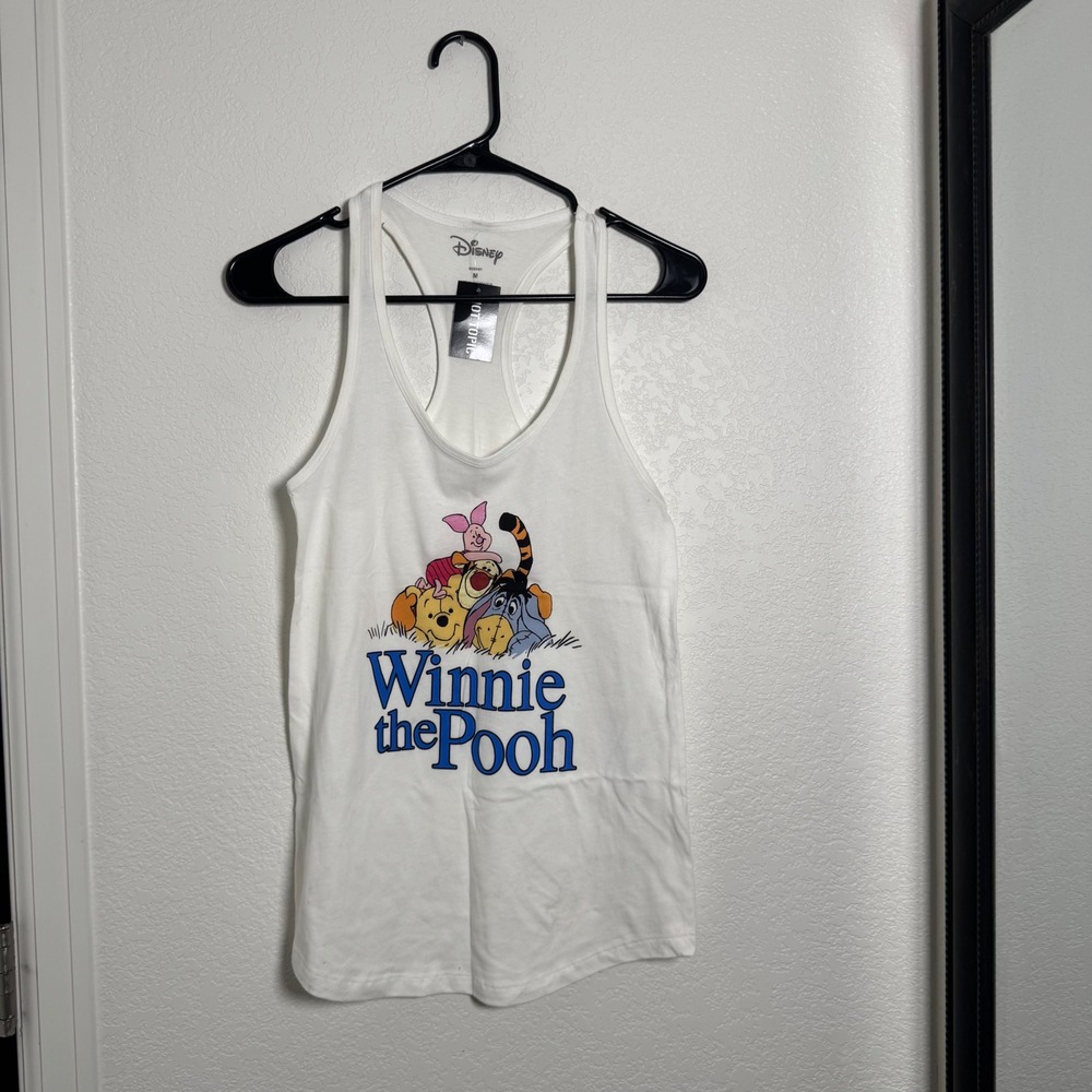 Disney Winnie the Pooh Tank Top Womens Medium White Hot Topic Racerback NWT